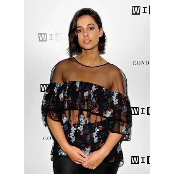 Cinq a Sept Korus Floral Ruffle Sheer Top XS - Picture 8 of 10